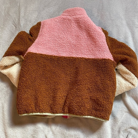 Andy & Evan Reversible Pink and Colorblock Sherpa Jacket - Picture 3 of 7